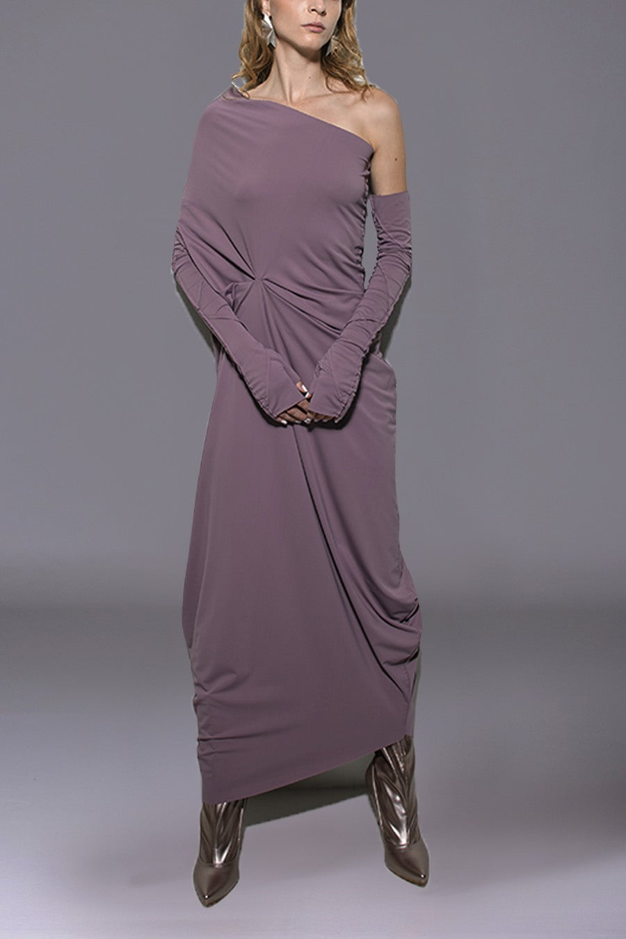VESTIDO LARGO A UN HOMBRO
